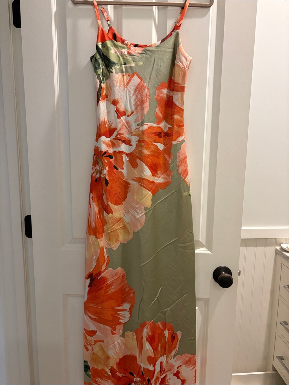 NWT Floral Slip Maxi Dress with Orange Bloom